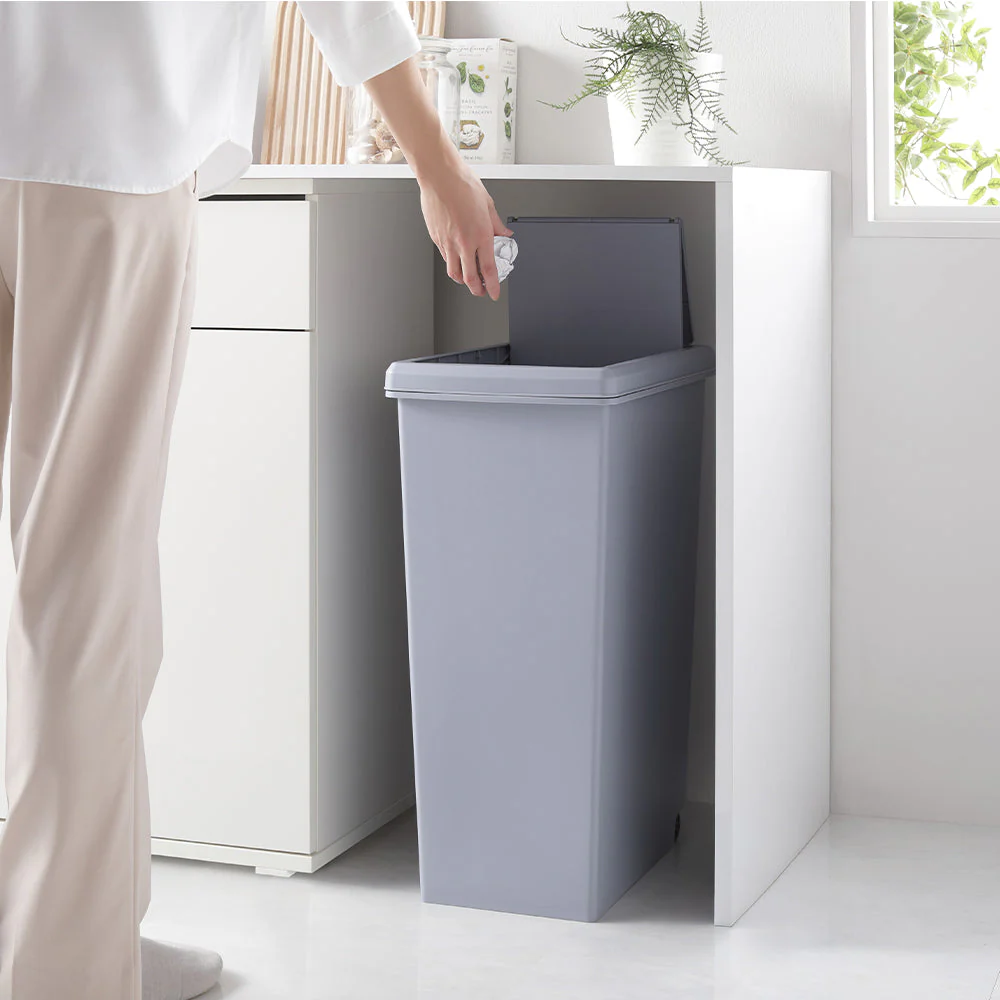 【日本製】サイズが選べる 棚下にも収納できる スライドオープン式 ごみ箱 45L ナイトブルー 単品 - Image 22