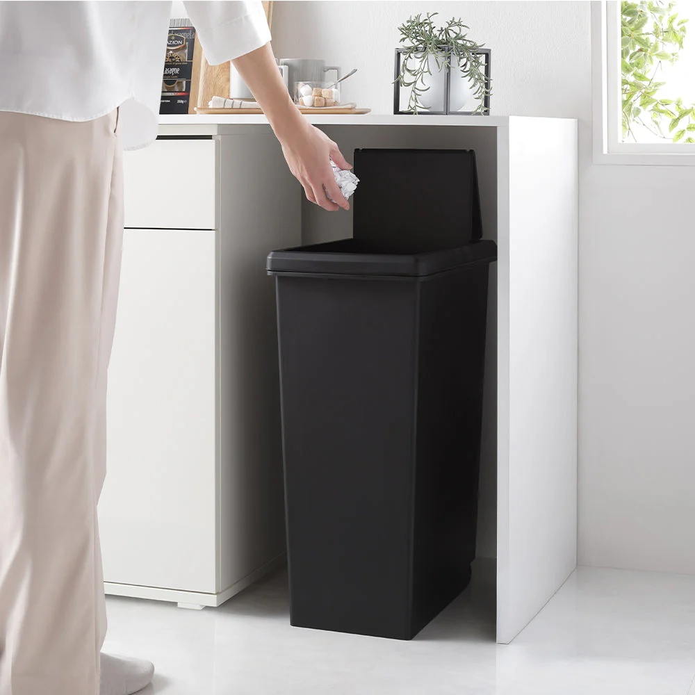 【日本製】サイズが選べる 棚下にも収納できる スライドオープン式 ごみ箱 45L クールグレー 単品 - Image 21