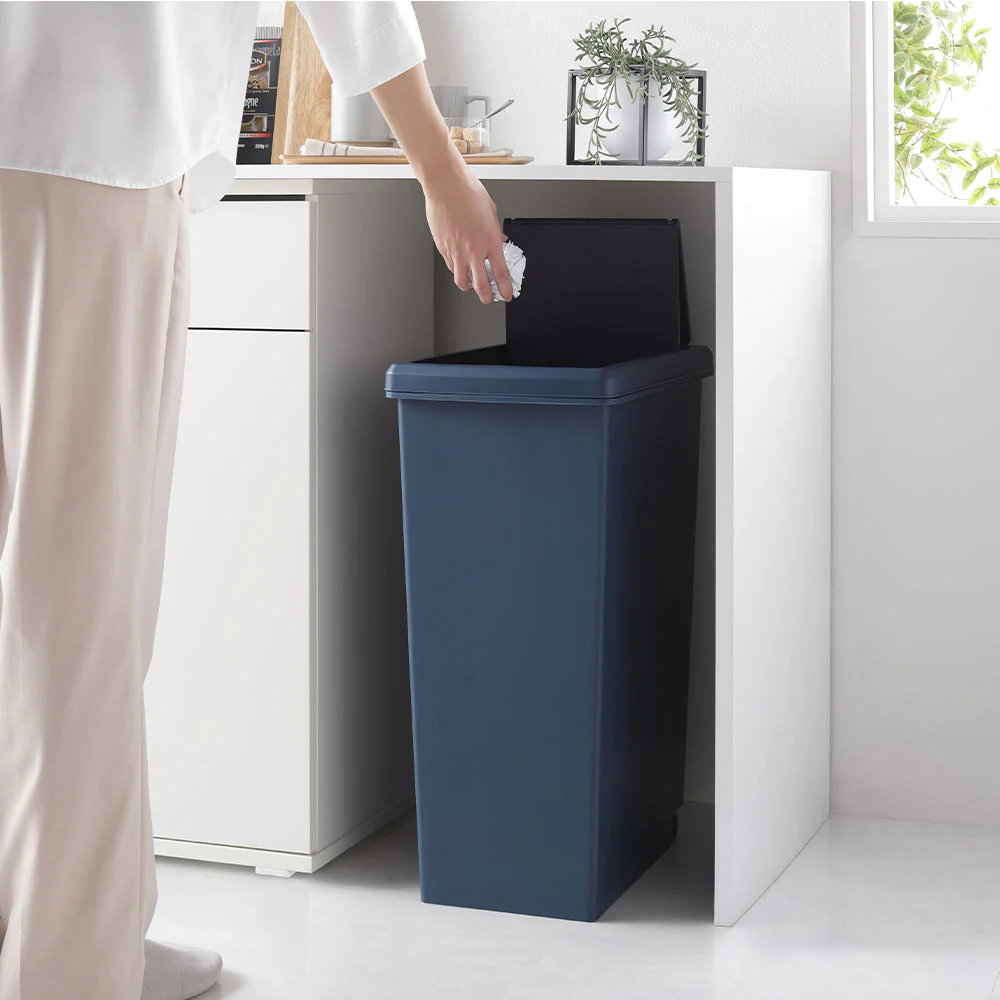 【日本製】サイズが選べる 棚下にも収納できる スライドオープン式 ごみ箱 45L クールグレー 単品 - Image 22