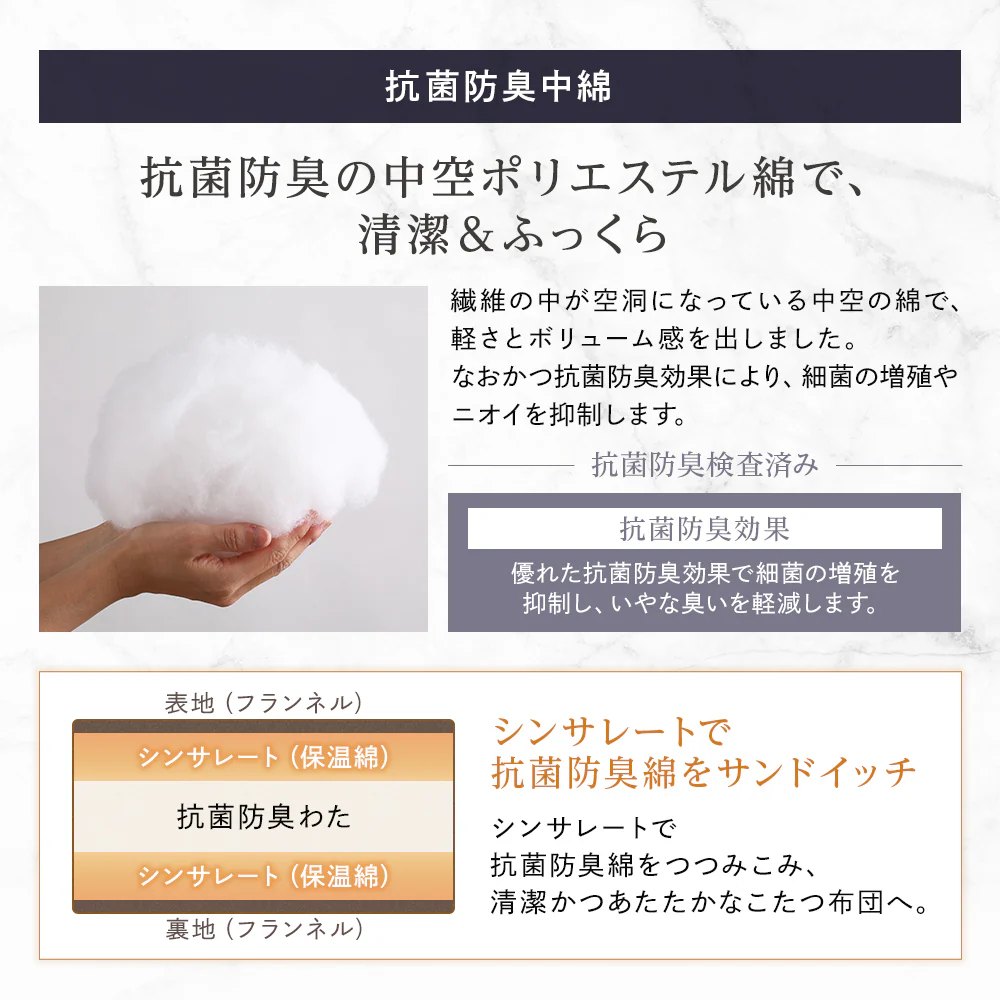 フランネルこたつ掛け布団（シンサレート中綿入り） 単品 チョコレートブラウン - Image 10