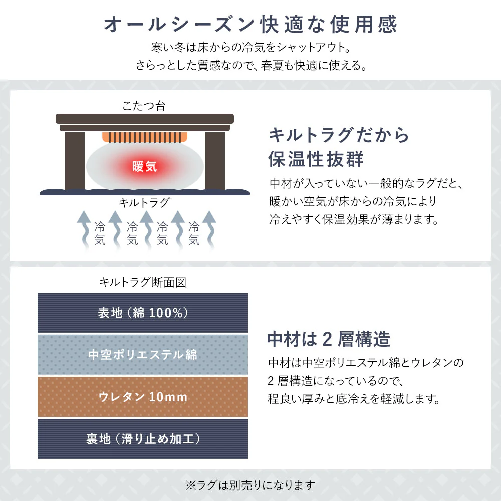 先染め こたつ掛け布団 （デニム/つむぎ/刺子）丸形 カーキ - Image 15
