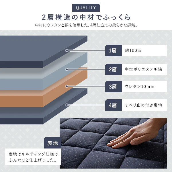 先染め こたつ敷き布団ラグ （デニム/つむぎ/刺子） 約190×290cm ブラウン - Image 11