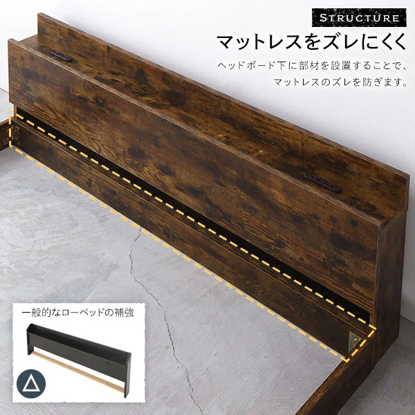 棚付きすのこローベッド 『Senttele セントル』ヴィンテージブラウン - Image 11