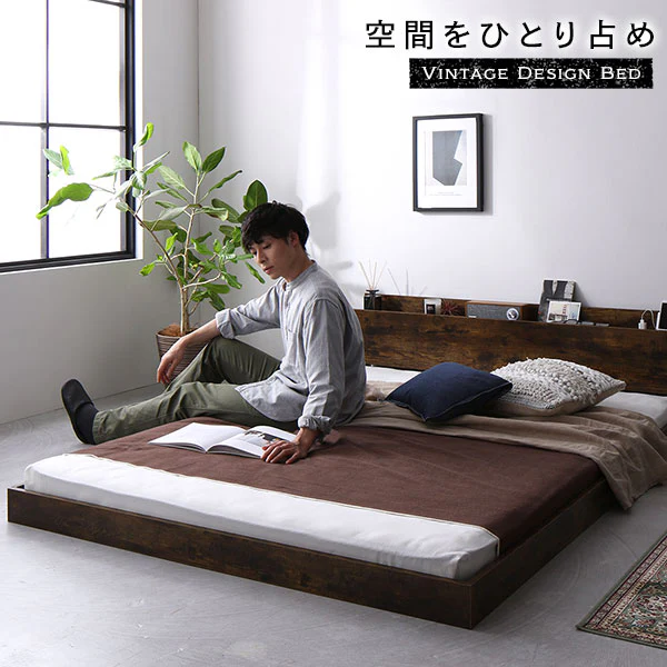 棚付きすのこローベッド 『Senttele セントル』ヴィンテージブラウン - Image 4