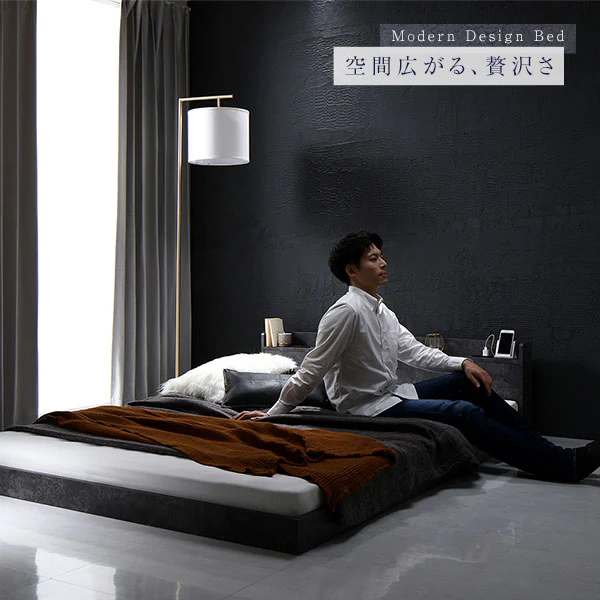 棚付きすのこローベッド 『Etany エタニー』 ストーングレー - Image 4