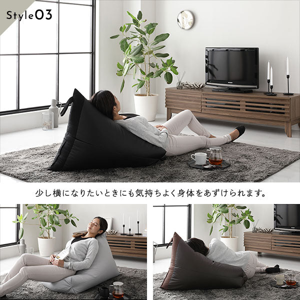 ビーズクッション 取っ手付きタイプ（レザー調） ブラウン - Image 9