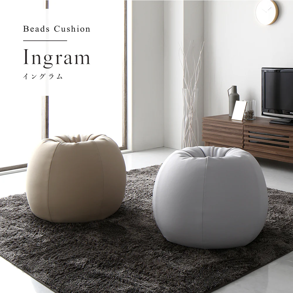 サークル型 ビーズクッション『Ingram イングラム』 ライトグレー - Image 22