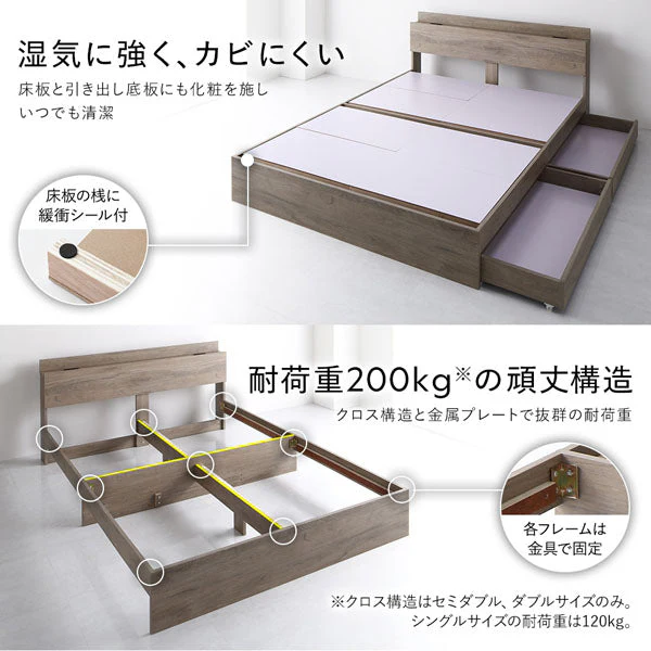 引き出し収納付きベッド 『Serest セレスト』 ヴィンテージブラウン - Image 17