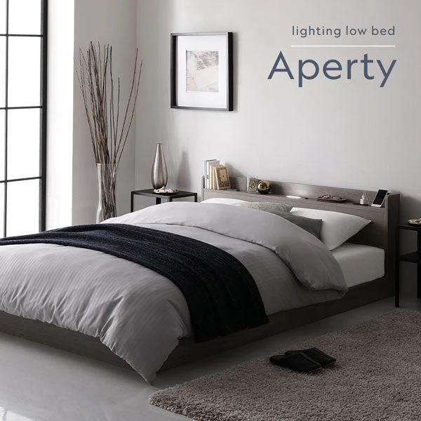 LED照明＆棚付きローベッド 『Aperty アペルティ』 ストーングレー - Image 10