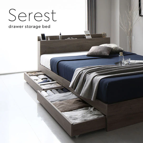 引き出し収納付きベッド 『Serest セレスト』 ストーングレー - Image 10