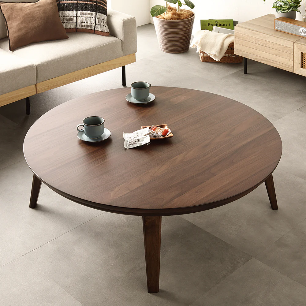円形 天然木突板 こたつテーブル 105cm オーク - Image 24