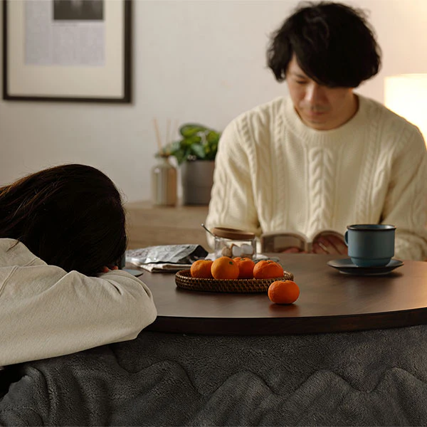 円形 天然木突板 こたつテーブル 85cm オーク - Image 22