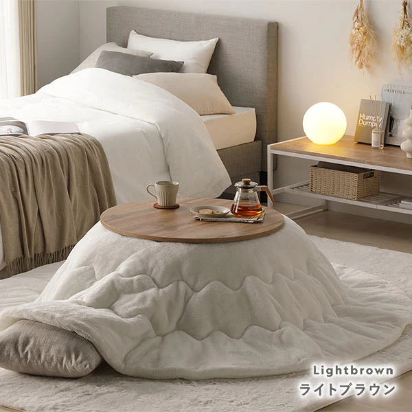 小さな円形こたつテーブル単品（68cm) 折りたたみ式 リバーシブル天板 ライトブラウン - Image 16
