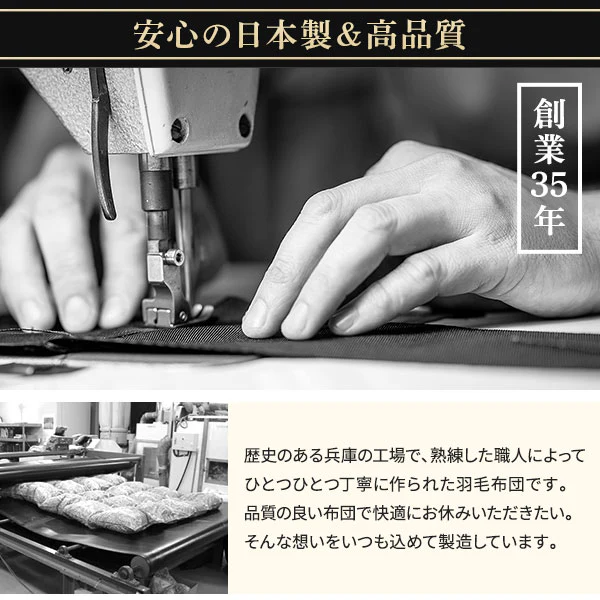 日本製 羽毛掛け布団 ダウン率93% ネイビー - Image 3