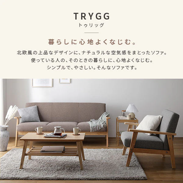 北欧風 2人掛け 木枠ソファ『TRYGG トゥリッグ』モカブラウン - Image 2