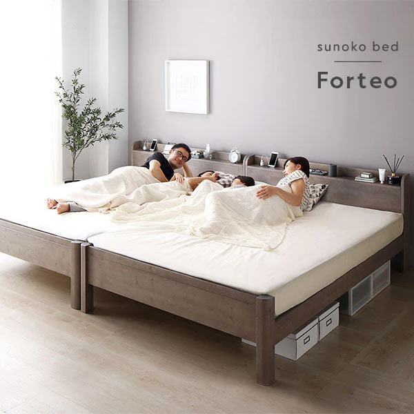 コンセント 棚付き 頑丈すのこベッド 連結サイズ 耐荷重650kg『Forteo フォルテオ』 ナチュラル - Image 2