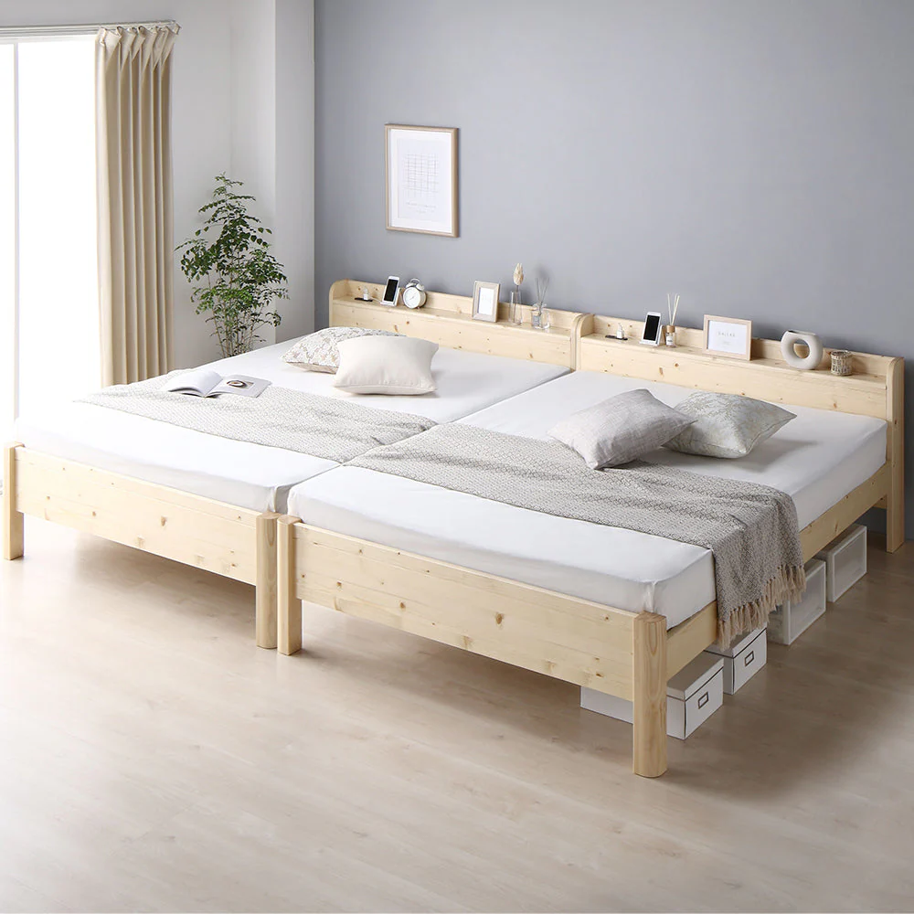 コンセント 棚付き 頑丈すのこベッド 連結サイズ 耐荷重650kg『Forteo フォルテオ』 ブラック - Image 33