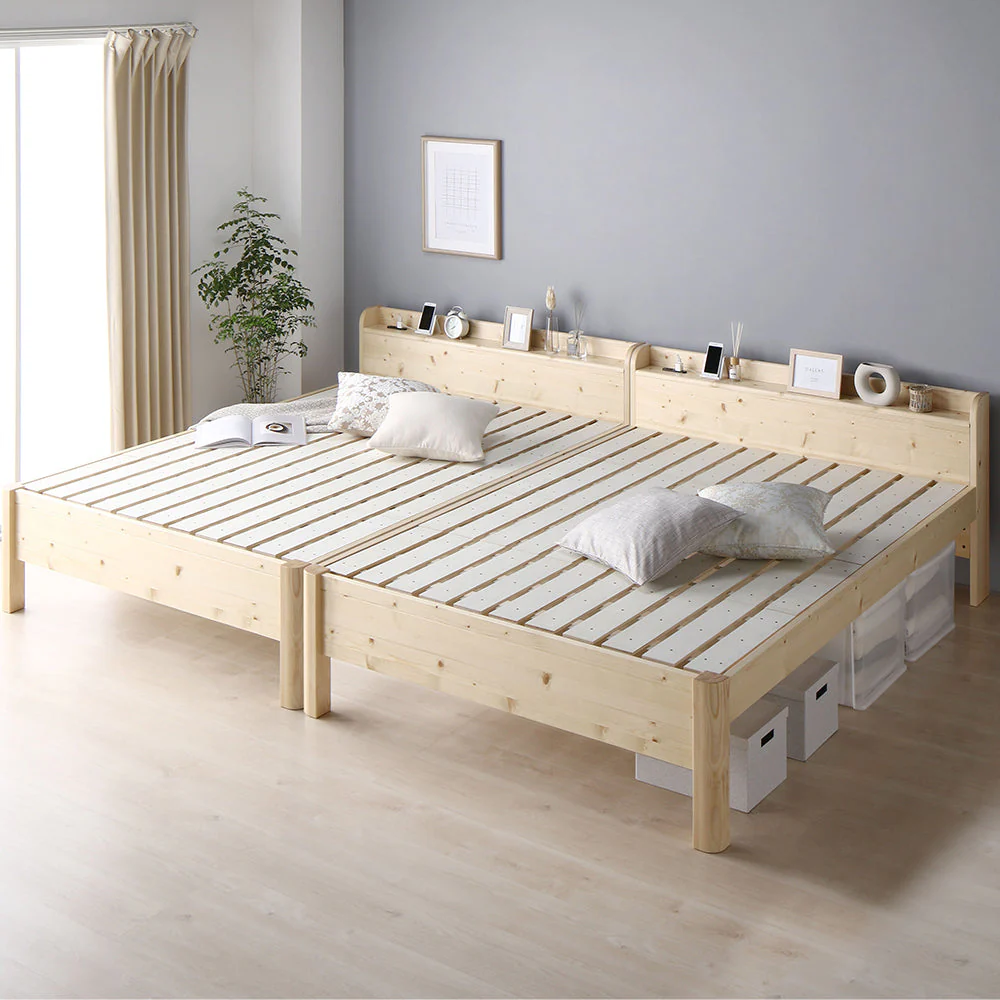 コンセント 棚付き 頑丈すのこベッド 連結サイズ 耐荷重650kg『Forteo フォルテオ』 ブラック - Image 37