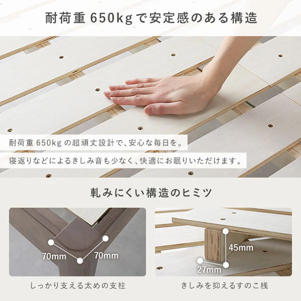 コンセント 棚付き 頑丈すのこベッド 連結サイズ 耐荷重650kg『Forteo フォルテオ』 ブラック - Image 6