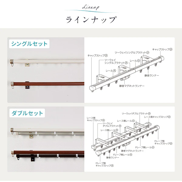 伸縮 カーテンレール リネア シングル 木目ホワイト - Image 11