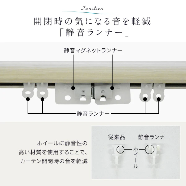 伸縮 カーテンレール リネア ダブル 木目ホワイト - Image 9
