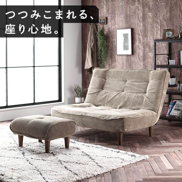 日本製 リクライニング ハイバックソファ 2人掛け単品 コーデュロイ生地 モスグリーン - Image 2