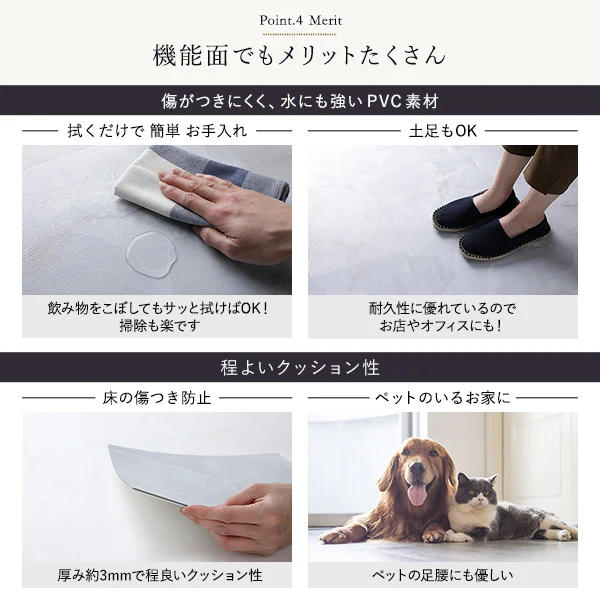 ストーン調フロアタイル 接着不要［約30.5×30.5×0.3cm］ 1畳 アッシュグレー - Image 11
