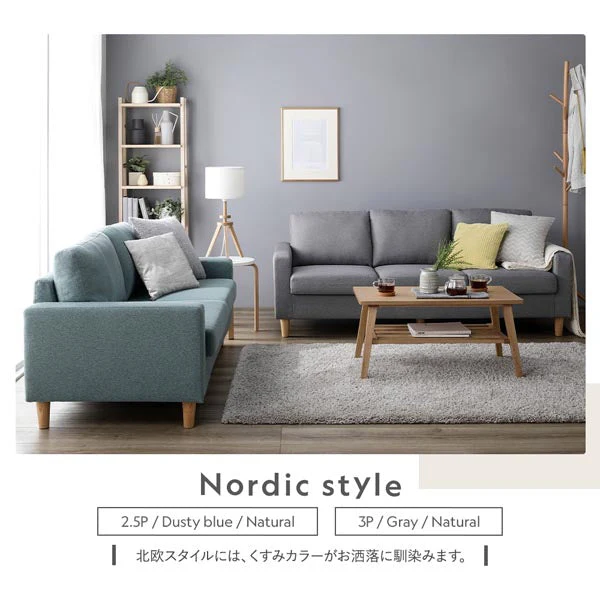 3人掛け 洗える着替えソファ『＆NAME アンドネーム』ダスティブルー - Image 22