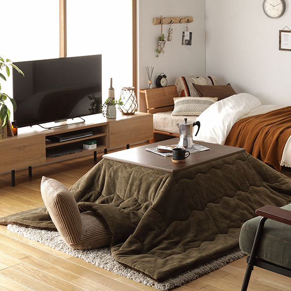古木風こたつテーブル マイクロファイバーこたつ掛け布団 2点セット ブラウン×グレー - Image 19