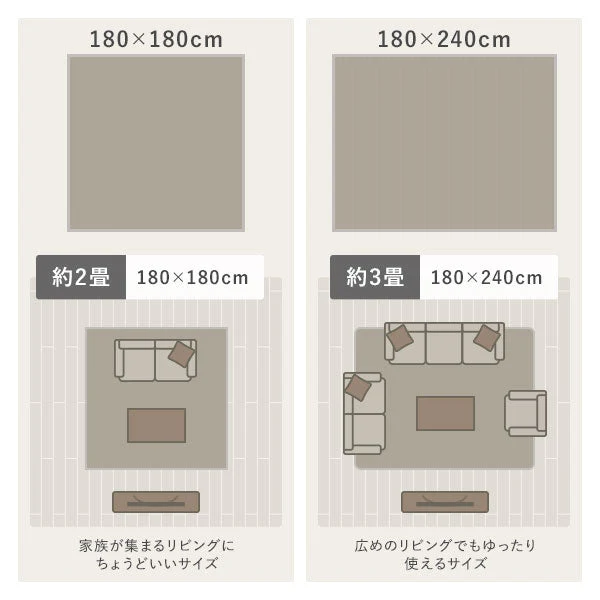 コーデュロイ調フランネル バイカラーシリーズ ラグ こたつ敷布団 180×180cm イエロー - Image 9