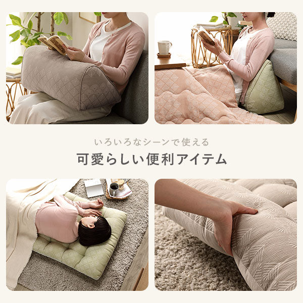 北欧風 たんぽぽモチーフ ジャガード織 もこもこフロアクッション グリーン - Image 2