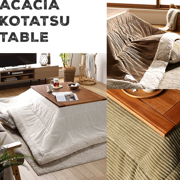 アカシア天然木 オイル仕上げ こたつテーブル 幅105cm 単品 - Image 17