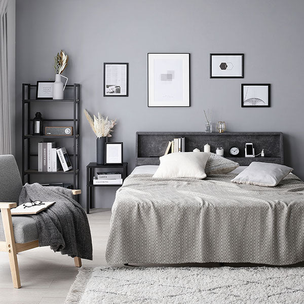 棚付きすのこベッド 『FICUS フィカス』脚付き コンセント付き  グレージュ - Image 17