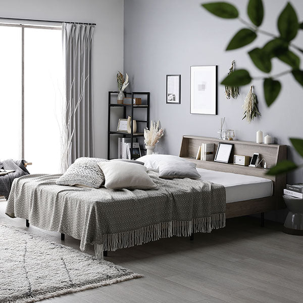 棚付きすのこベッド 『FICUS フィカス』脚付き コンセント付き  ストーングレー - Image 16