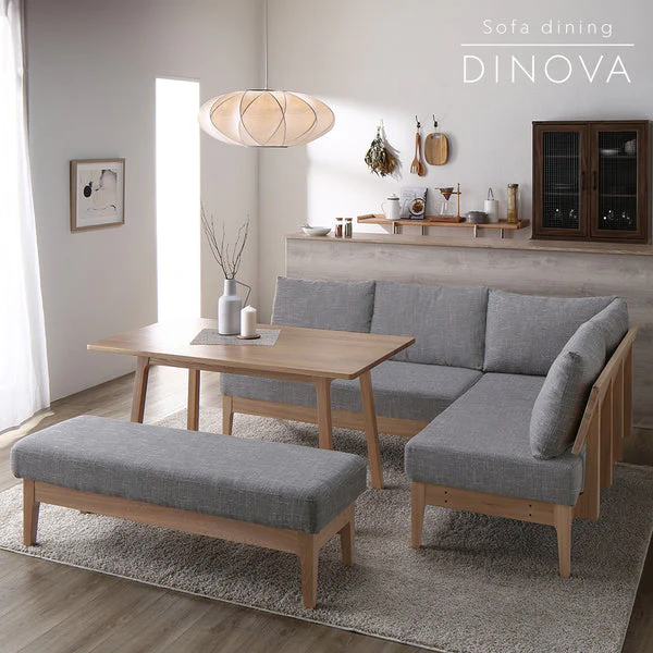 ソファダイニング 対面3点セット(テーブル120cm+背付きベンチ+ベンチ) 『DINOVA ディノバ』 ダークブラウン - Image 3