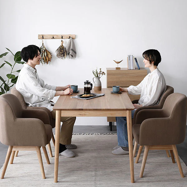 天然木ダイニング（幅140cm）『Duuce デュース』 5点セット キャメル - Image 19