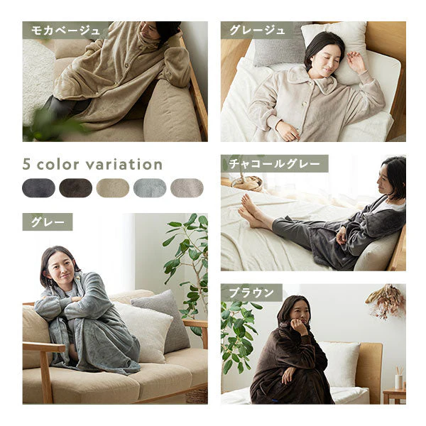 軽くてふわふわ 首元まであたたかい着る毛布 ハイネック3WAY グレー - Image 5