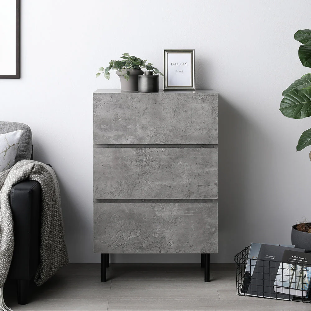 脚付きチェスト 『Stova ストーヴァ』 異素材MIX 大容量 ワイド3段 幅60cm ブラック - Image 32