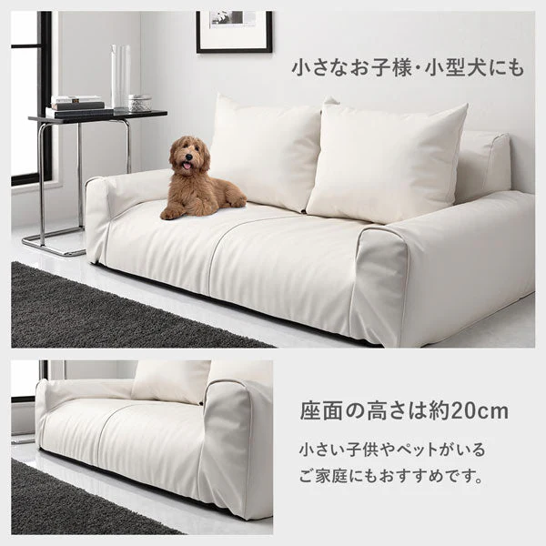 日本製 フロアソファ（2人掛け）レザー ブラック - Image 5
