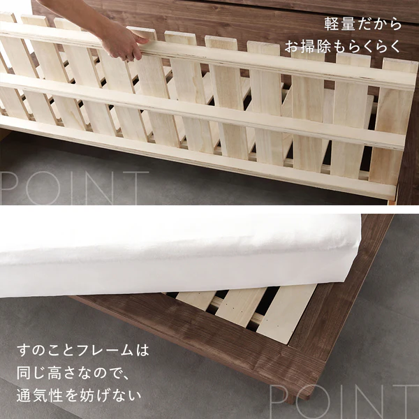 モダンデザイン ローベッド 棚付きタイプ グレージュ - Image 9