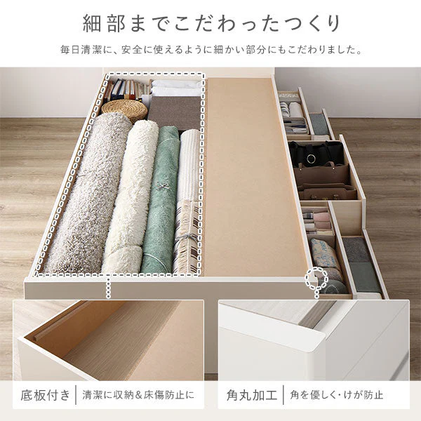 【お客様組み立て】日本製 引き出し5杯大容量ベッド（照明付き） シャビーオーク - Image 11