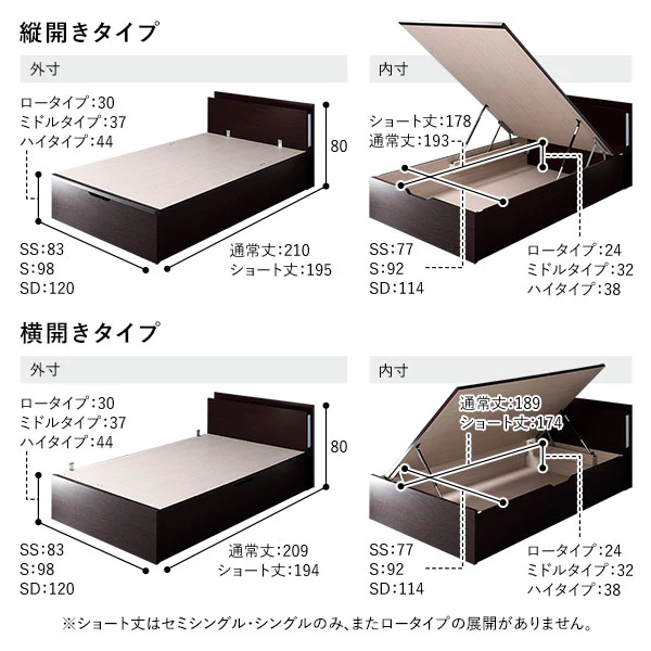 【組立設置サービス付き】日本製 ガス圧跳ね上げベッド（照明付き・横開き）ブラウン - Image 16