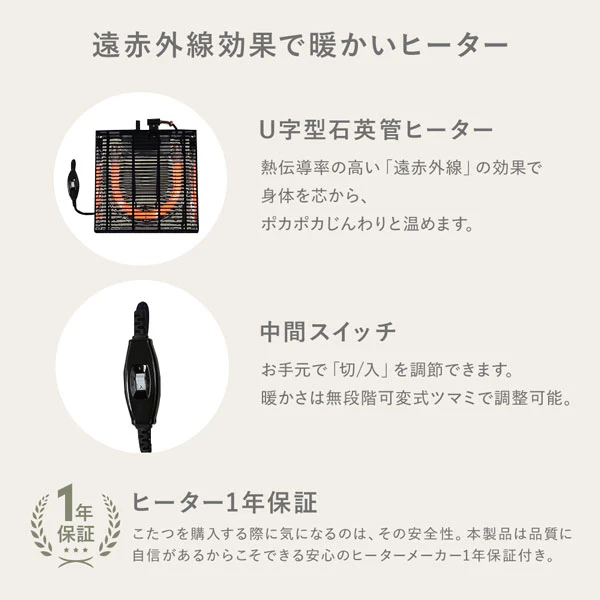 大理石調 こたつテーブル 単品 (75×60cm) - Image 13