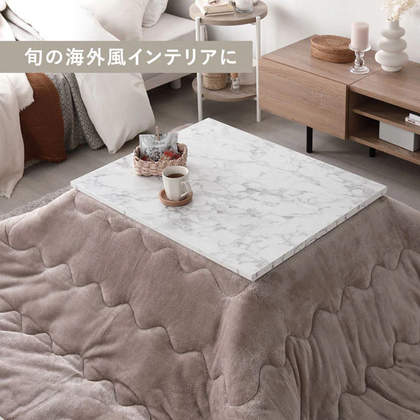 大理石調 こたつテーブル 単品 (75×60cm) - Image 2