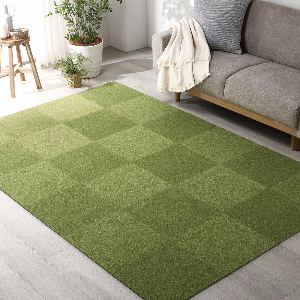 日本製 置くだけでズレない 洗える北欧調タイルカーペット ラグ用セット 約160×160cm(16枚セット) オフホワイト×ペールブルー - Image 42