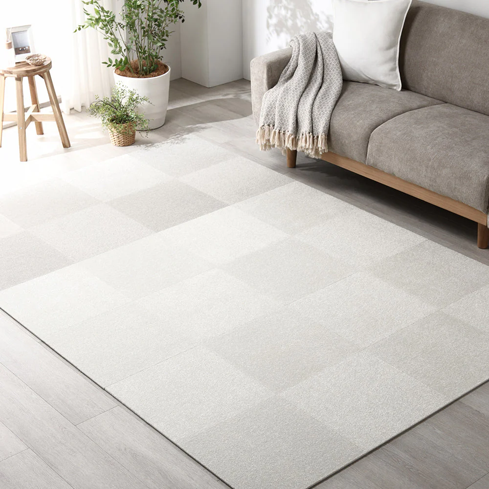 日本製 置くだけでズレない 洗える北欧調タイルカーペット ラグ用セット 約160×200cm(20枚セット) アッシュブラウン - Image 34
