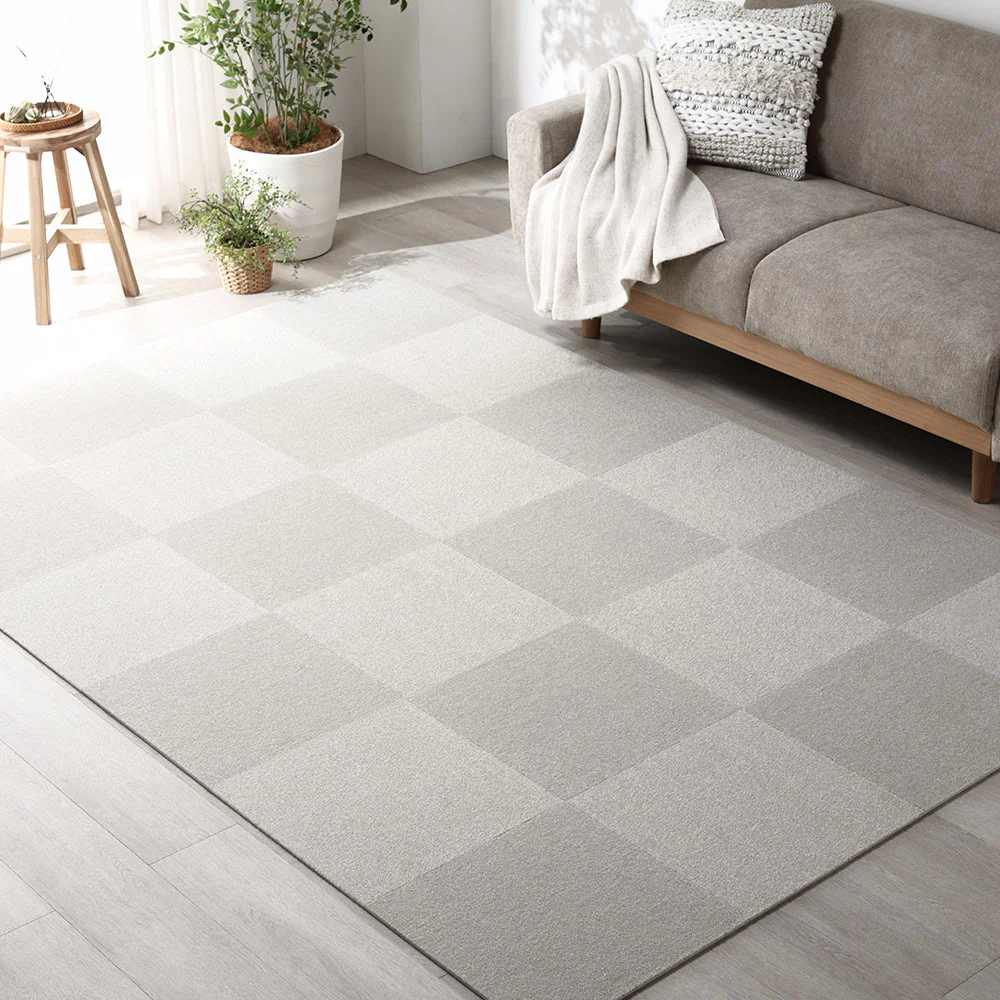 日本製 置くだけでズレない 洗える北欧調タイルカーペット ラグ用セット 約160×160cm(16枚セット) ベージュ - Image 36