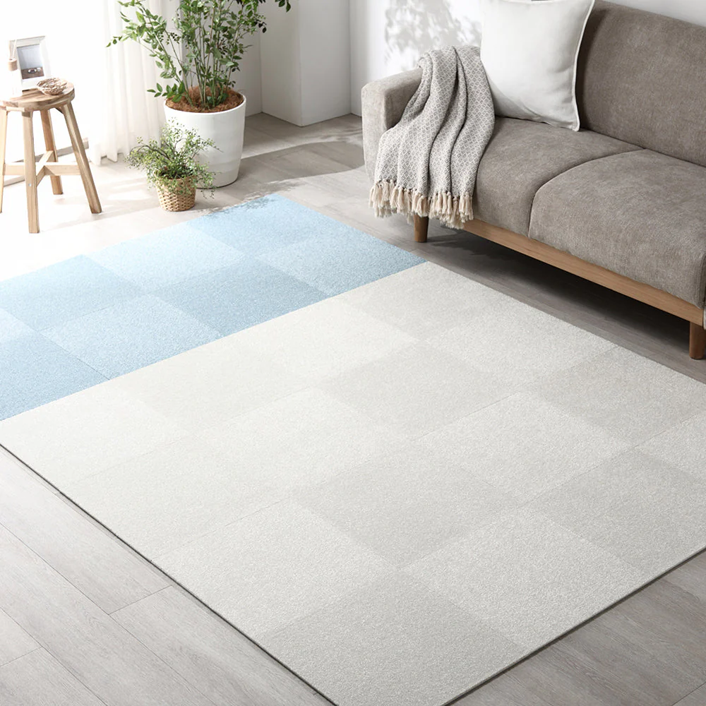 日本製 置くだけでズレない 洗える北欧調タイルカーペット ラグ用セット 約160×240cm(24枚セット) ライトブラウン - Image 31