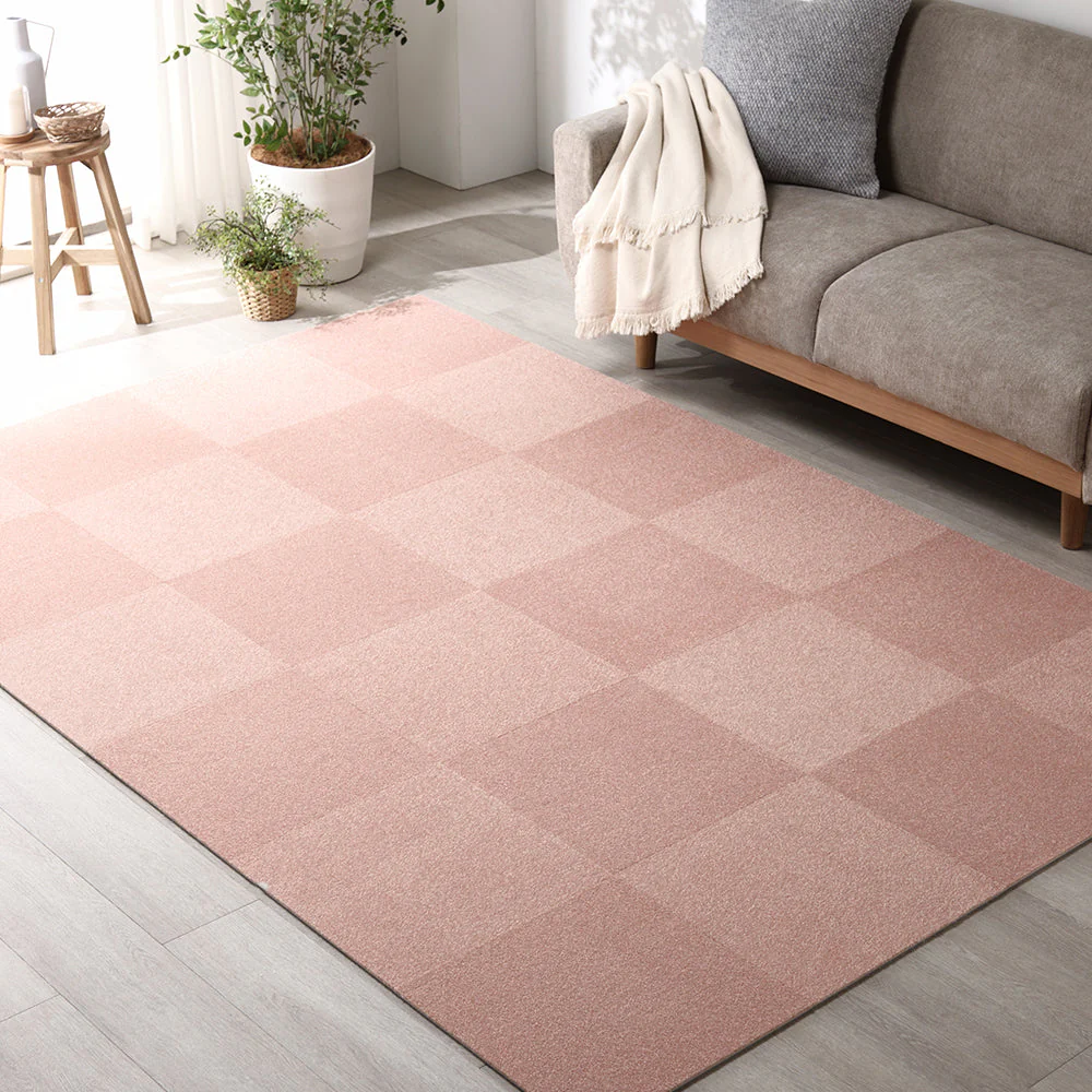 日本製 置くだけでズレない 洗える北欧調タイルカーペット ラグ用セット 約160×160cm(16枚セット) グレージュ - Image 41