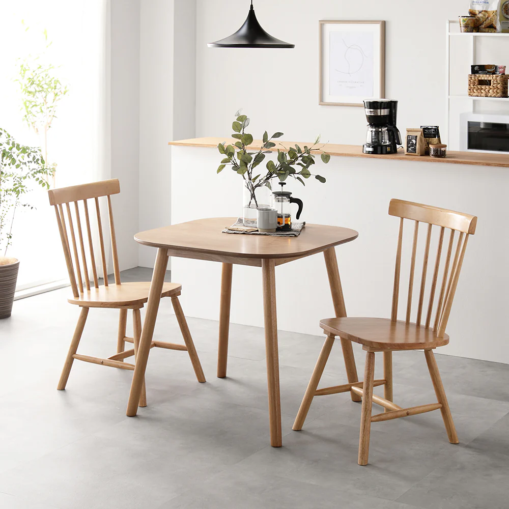 天然木 ウィンザーチェアダイニング3点セット 正方形75×75cm ブラウン - Image 28